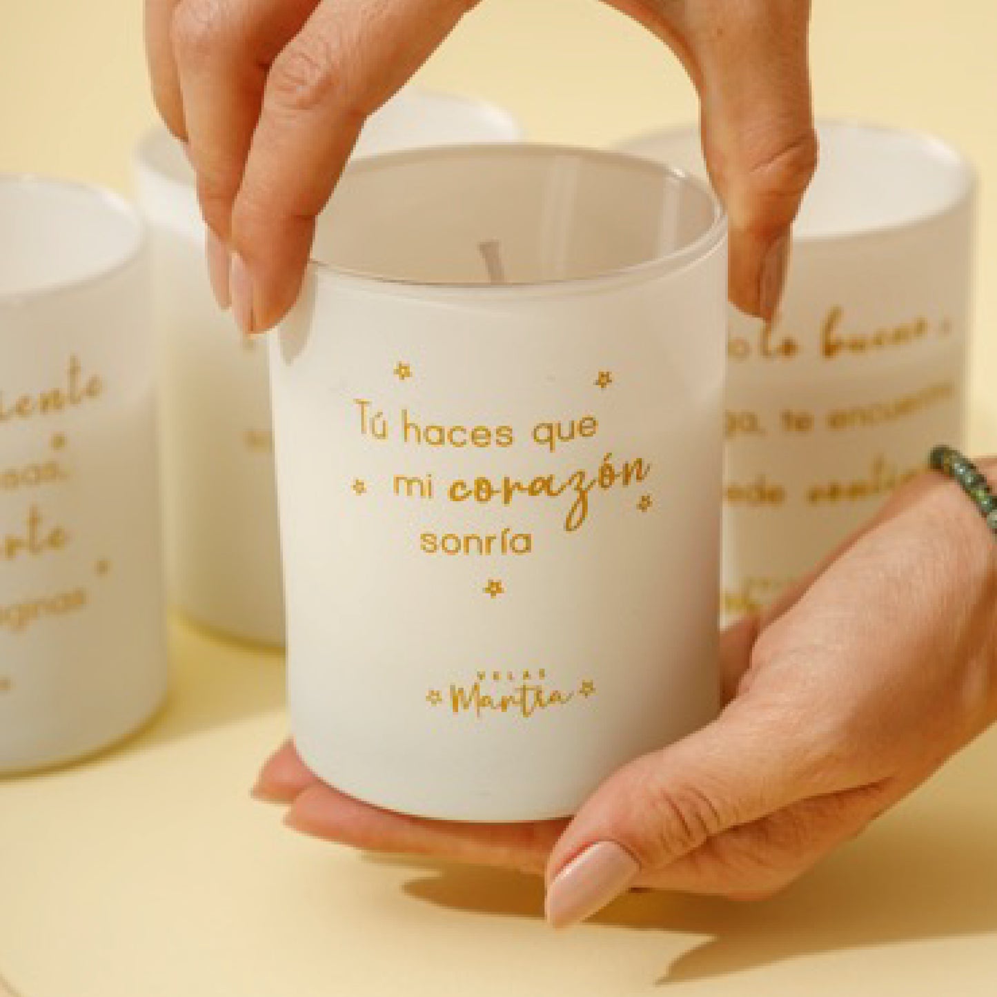Velas aromáticas de mensajes con tapa madera